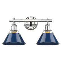 Golden 3306-BA2 CH-NVY - Yep by Golden Lighting Orwell 2-light Vanity in Chrome and Navy Blue shade